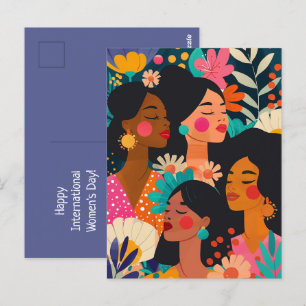 Floral Purple International Women's Day Postcard