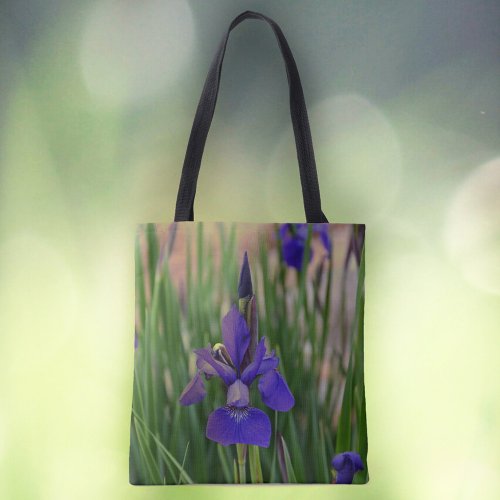 Floral Purple Iris Botanical Photographic Tote Bag