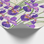 Floral Purple Iris Gold Damask Elegant Wedding Wrapping Paper<br><div class="desc">This vintage inspired floral wrapping paper features purple iris on a background of white with faux gold damask and handwriting script. Designed by world renowned artist ©Tim Coffey.</div>