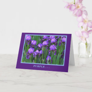 FLORAL, PURPLE IRISES/AT OUR AGE/WEAR MORE PURPLE CARD