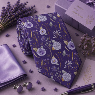 Floral Purple Lavender Neck Tie