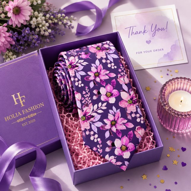 Floral Purple Lavender Neck Tie (Creator Uploaded)