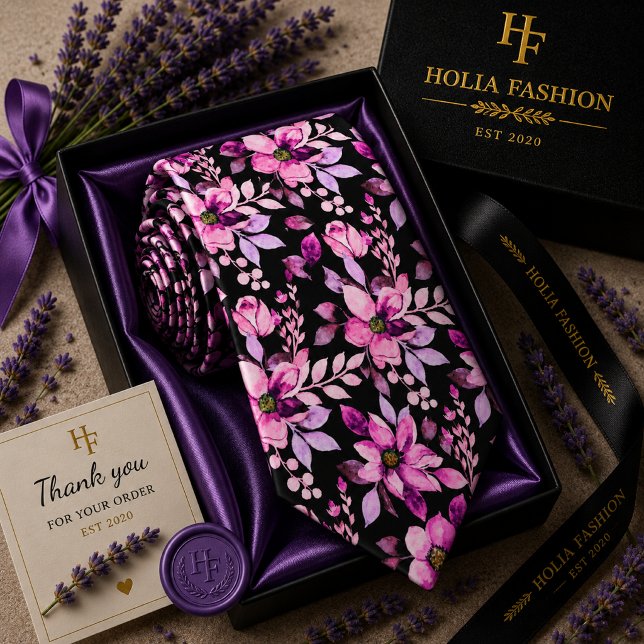 Floral Purple Lavender Neck Tie (Creator Uploaded)