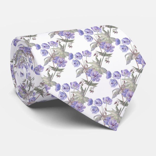 Floral Purple Lavender Neck Tie (Rolled)
