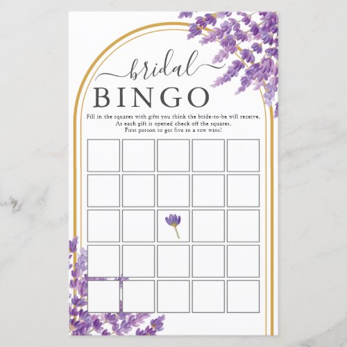 Floral Purple Lavenders Bridal Shower Bingo Game