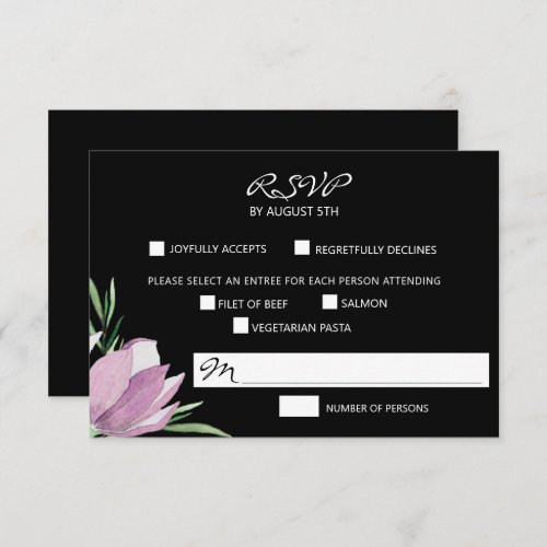 Floral Purple Magnolia Watercolor RSVP Card