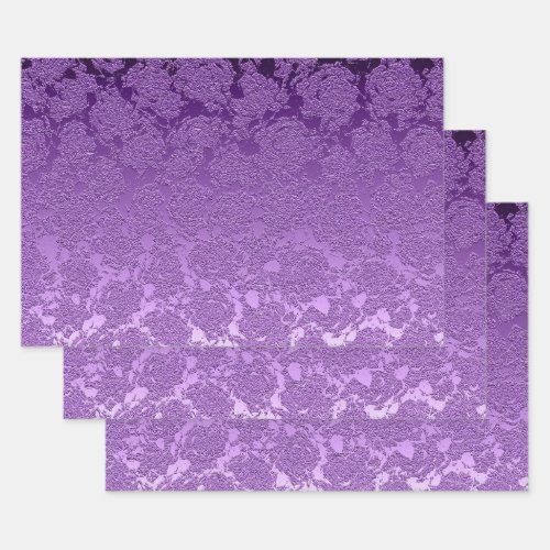 Floral Purple Mauve Color Print Succulent Pattern Wrapping Paper Sheets