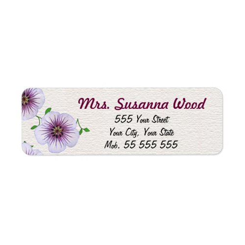 Floral Purple Name on White Structure Label