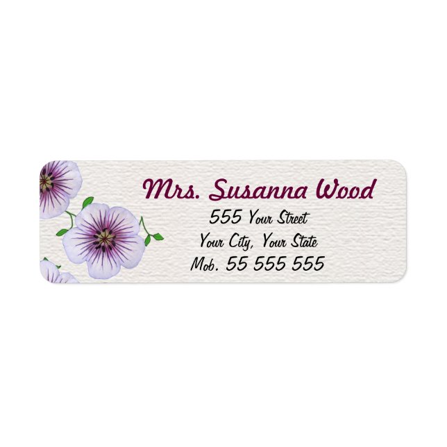 Floral Purple Name on White Structure Label (Front)