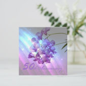 floral purple orchid 50th wedding anniversary invitation (Standing Front)