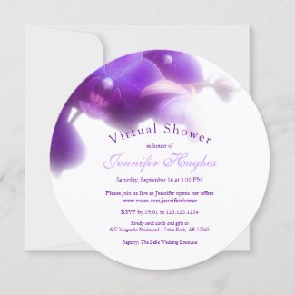 Floral Purple Orchid Virtual Bridal Shower Invitation