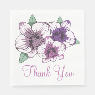 Floral Purple Orchid Wedding Thank You Flowers Napkins