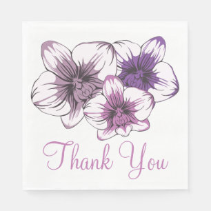 Floral Purple Orchid Wedding Thank You Flowers Napkins