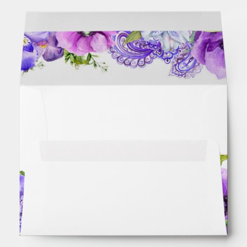 Floral Purple Paisley Watercolor Wedding Envelope