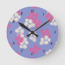 Floral Purple Pattern Wall Clock