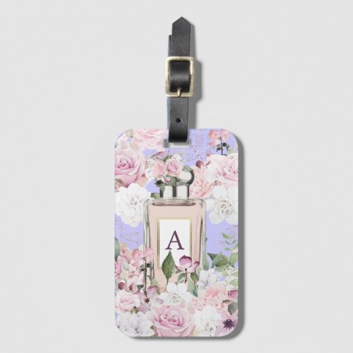 Floral Purple Perfume Bottle   Luggage Tag