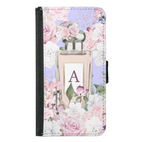 Floral Purple Perfume Bottle  Samsung Galaxy S5 Wallet Case