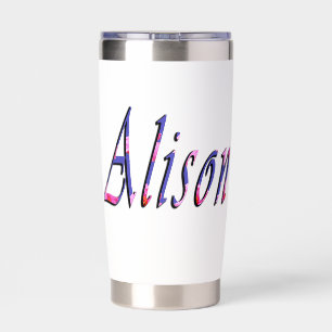 Floral Purple Pink Alison Name, Insulated Tumbler