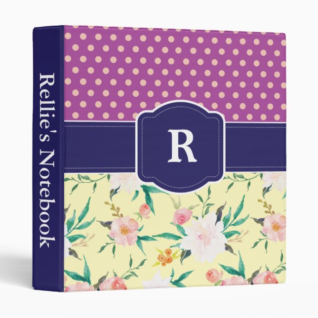 Floral Purple Polka Dot Binder (Front/Spine)