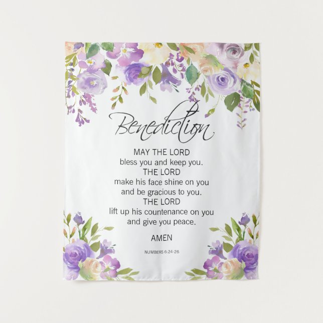 Floral Purple PRAYER Church Wedding BACKDROP (Front)