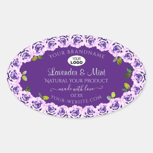 Floral Purple Product Labels Blooming Roses Logo