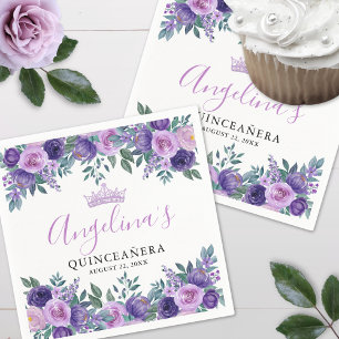 Floral Purple Quinceanera Napkins