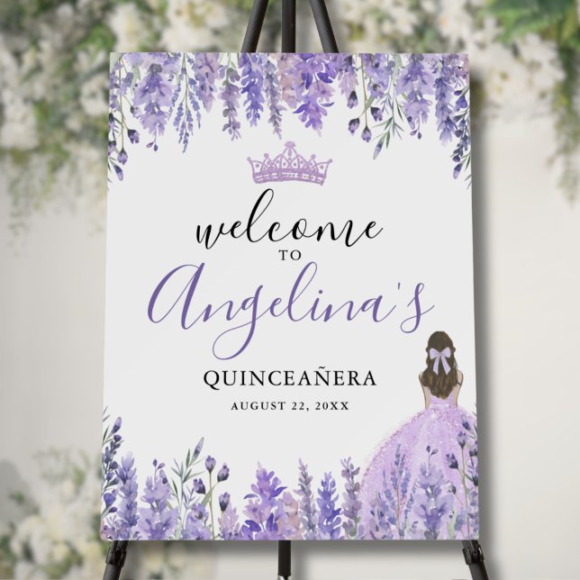 Floral Purple Quinceanera Welcome Sign (Floral Purple Quinceanera Welcome Sign)
