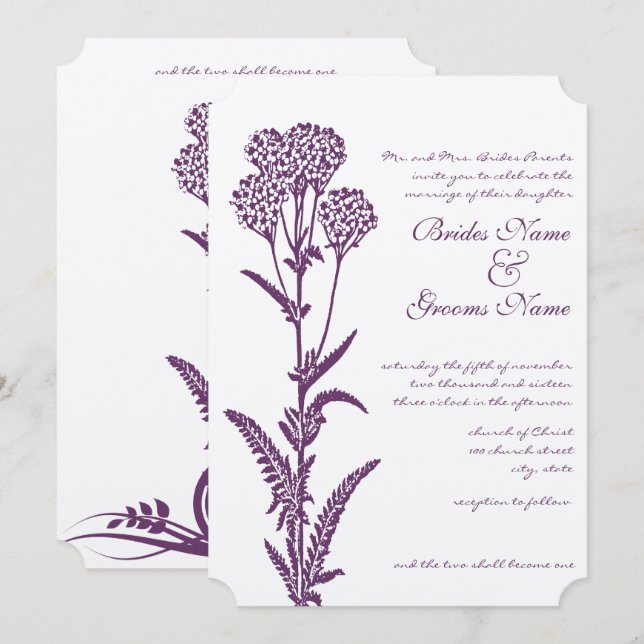 Floral Purple Religious Wedding Invitation (Front/Back)