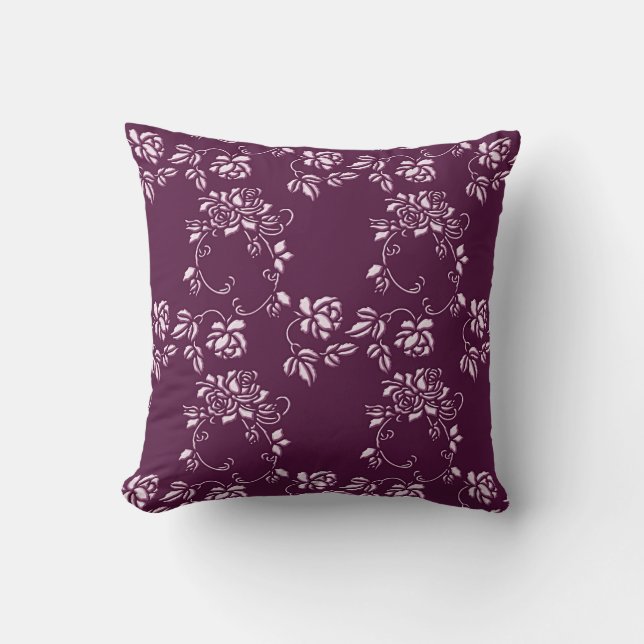 Floral purple retro element throw pillow (Front)