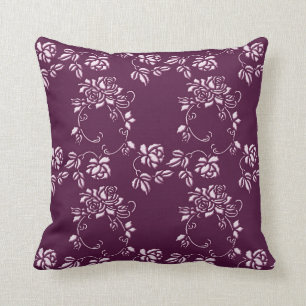 Floral purple retro element throw pillow