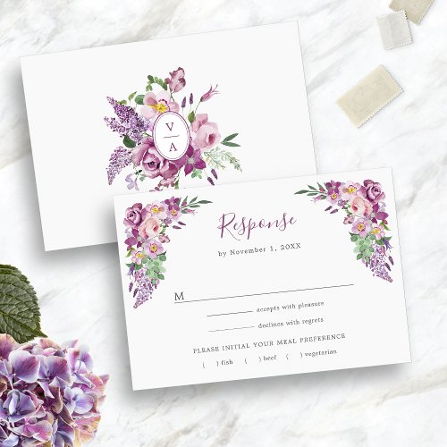 Floral Purple RSVP Card