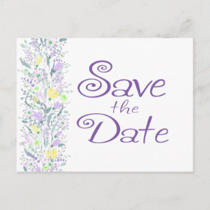 Floral Purple Save the Date Wedding Flowers Announcement Postcard