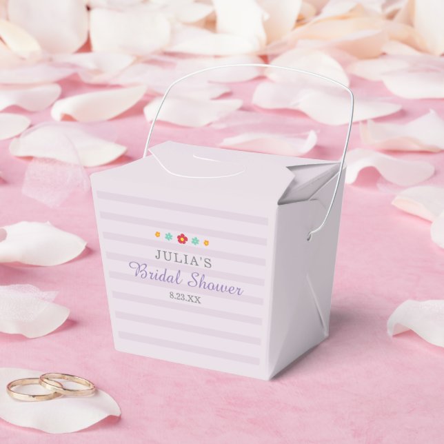 Floral Purple Stripes Bridal Shower Favor Boxes (Wedding)