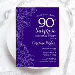 Floral Purple Surprise 90th Birthday Party Invitation<br><div class="desc">Floral Purple Surprise 90th Birthday Party Invitation. Minimalist modern design featuring botanical accents and typography script font. Simple floral invite card perfect for a stylish female surprise bday celebration. Can be customized to any age. Printed Zazzle invitations or instant download digital printable template.</div>