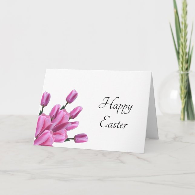 Floral Purple Tulips Simple Easter Holiday Card (Front)