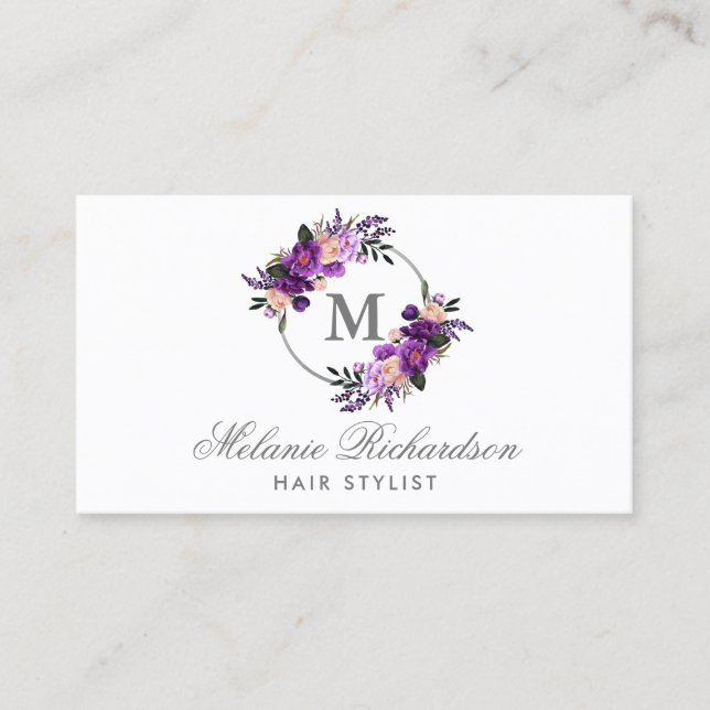 Floral Purple Violet Hair Stylist Appointment M (Front)