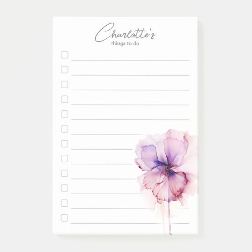 Floral Purple watercolor flower To_Do List Post_it Notes