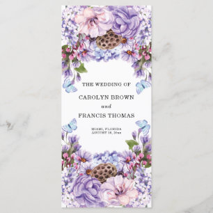 Floral Purple Watercolor Wedding Program