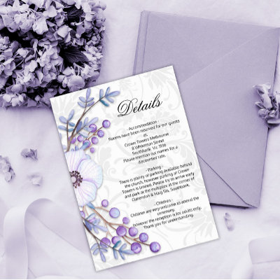 Floral Purple Wedding Damask Details