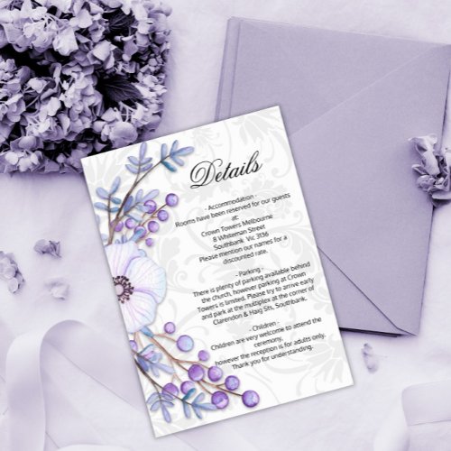 Floral Purple Wedding Damask Details