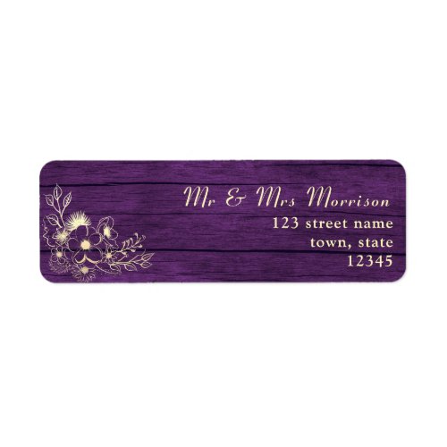 Floral Purple Wedding Return Address Label