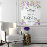 Floral Purple Welcome Bridal Shower BACKDROP<br><div class="desc">Lovely welcome BACKDROP for bridal shower in bouquet design in watercolor (watercolour) green greenery,  lavender,  purple,  violet,  lilac,  blush pink,  peach,  white flower roses / peony on white background and black letters.  Perfect for hanging at party venue.   Makes great photo memories!  - choose size.</div>