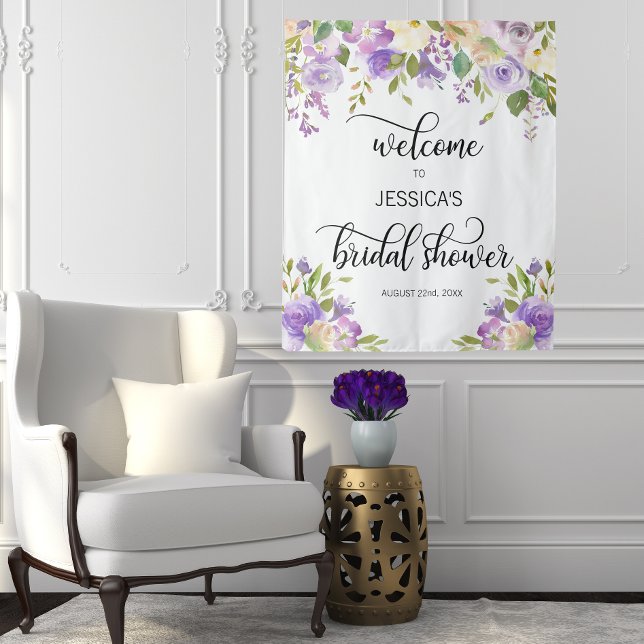 Floral Purple Welcome Bridal Shower BACKDROP (Creator Uploaded)