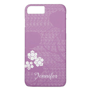 Floral Purple White Flowers Girly with Custom Name iPhone 8 Plus/7 Plus Case