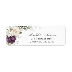 Floral Purple White Greenery Return Address Label