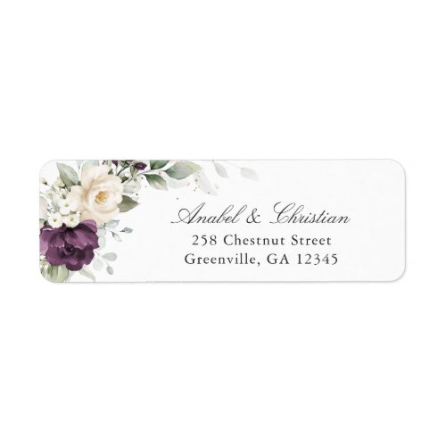 Floral Purple White Greenery Return Address Label