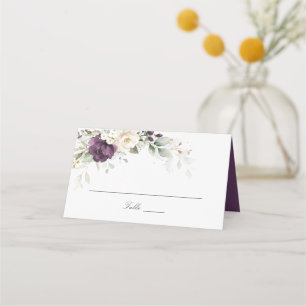 Floral Purple White Greenery Wedding Place Card