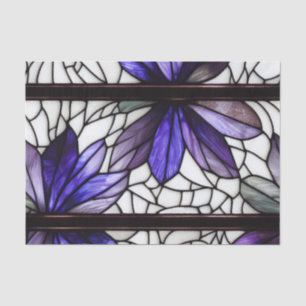 Floral Purple White Stained Glass Decoupage Tissue Paper