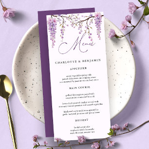 Floral Purple Wisteria Branches Wedding Menu
