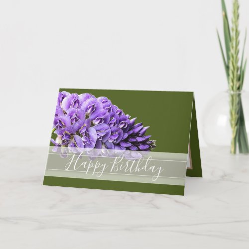 Floral Purple Wisteria Flower Bouquet Birthday  Card